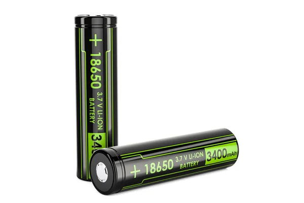 18650 Rechargeable Li-ion Batteries, 3D rendering — Stock Photo, Image