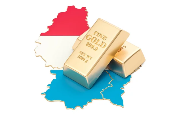 Złote rezerwy koncepcji Luksemburg, renderowania 3d — Zdjęcie stockowe