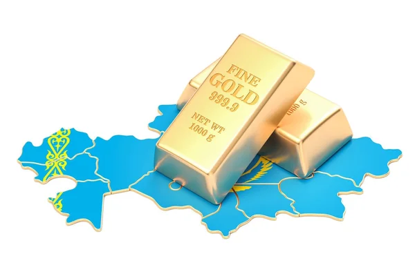 Golden reserves of Kazakhstan concept, 3D rendering — Stock Photo, Image