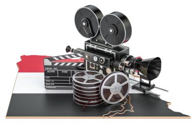 Mısır Sinematografi, film endüstrisi kavramı. 3D render