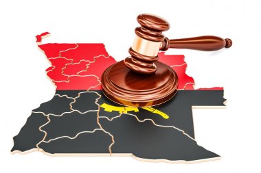 Angola, 3d render haritası üzerinde tahta tokmak