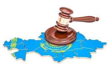 Kazakistan, 3d render haritası üzerinde tahta tokmak