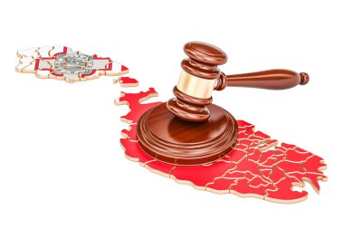 Malta, 3d render haritası üzerinde tahta tokmak