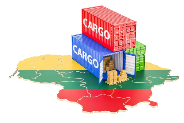 Envío y entrega de carga desde Lituania concepto, renderizado 3D —  Fotos de Stock