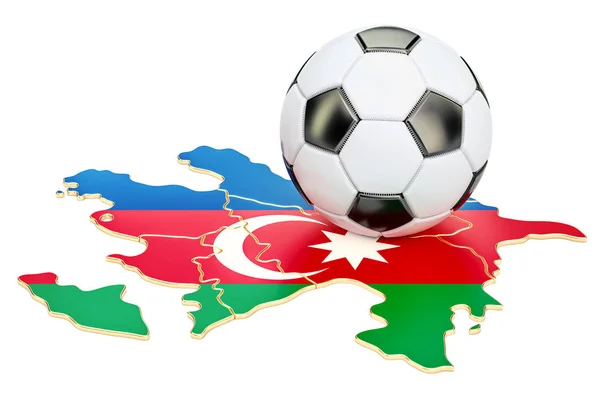 Fußball mit Karte von Azerbaijan-Konzept, 3D-Rendering — Stockfoto