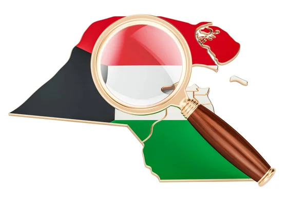 Kuwait under magnifying glass, analysis concept, 3D rendering — Stock Photo, Image