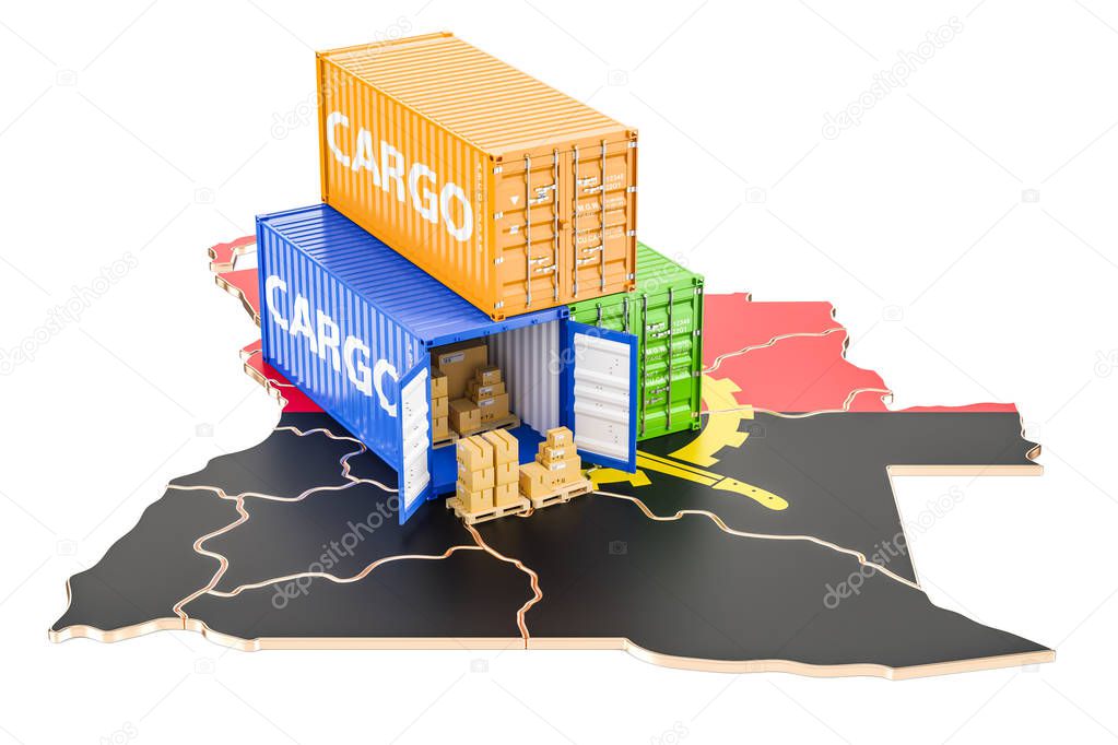 Cargo Shipping and Delivery from Angola concept, 3D rendering