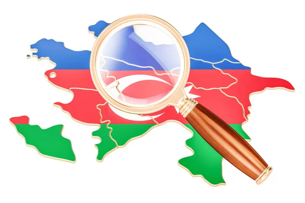 Азербайджан под лупой, концепция анализа, 3D рендерин — стоковое фото