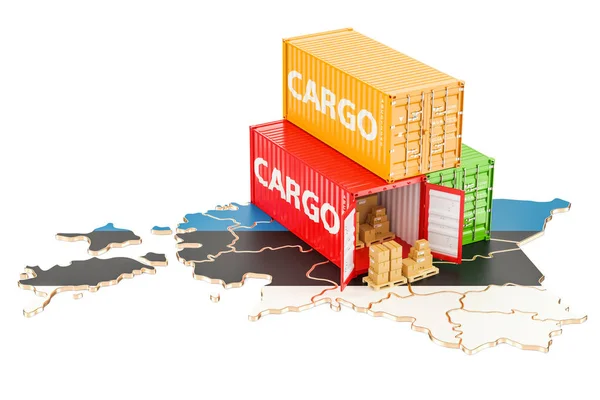 Cargo frakt och leverans från Estland koncept, 3d-rendering — Stockfoto