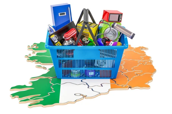 Map of Ireland with shopping basket full of home and kitchen app