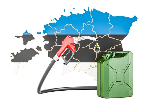 Productie en handel van benzine in Estland, concept. 3D-rendering — Stockfoto