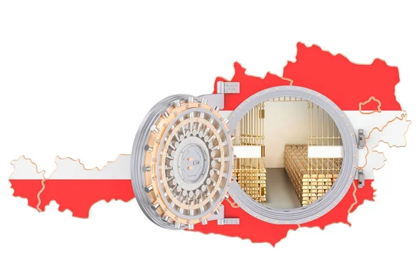 Bankacılık Avusturya kavramının altın rezervleri ile altın külçelerini tonoz — Stok fotoğraf