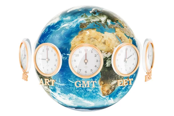Världen Timezone koncept, 3d-rendering — Stockfoto