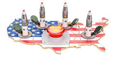 American nuclear button concept. USA missile launches from its u clipart