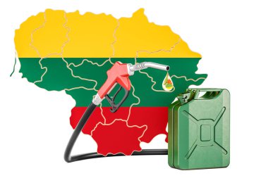 Üretim ve ticaret benzin Litvanya, kavram. 3D renderi