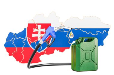 Üretim ve ticaret benzin Slovakya, kavram. 3D renderin