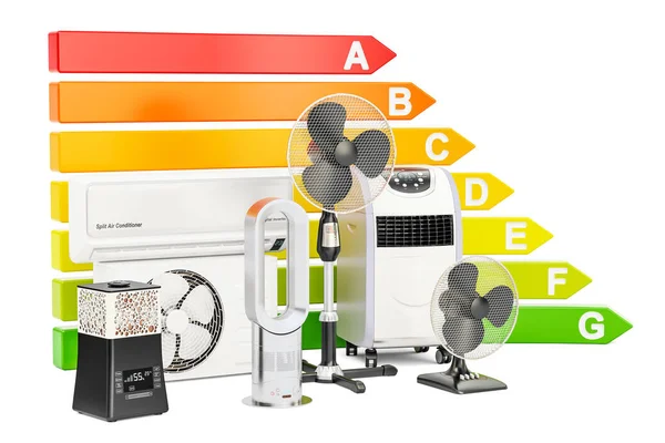 Tableau d'efficacité énergétique avec refroidissement et climat élu par le ménage — Photo