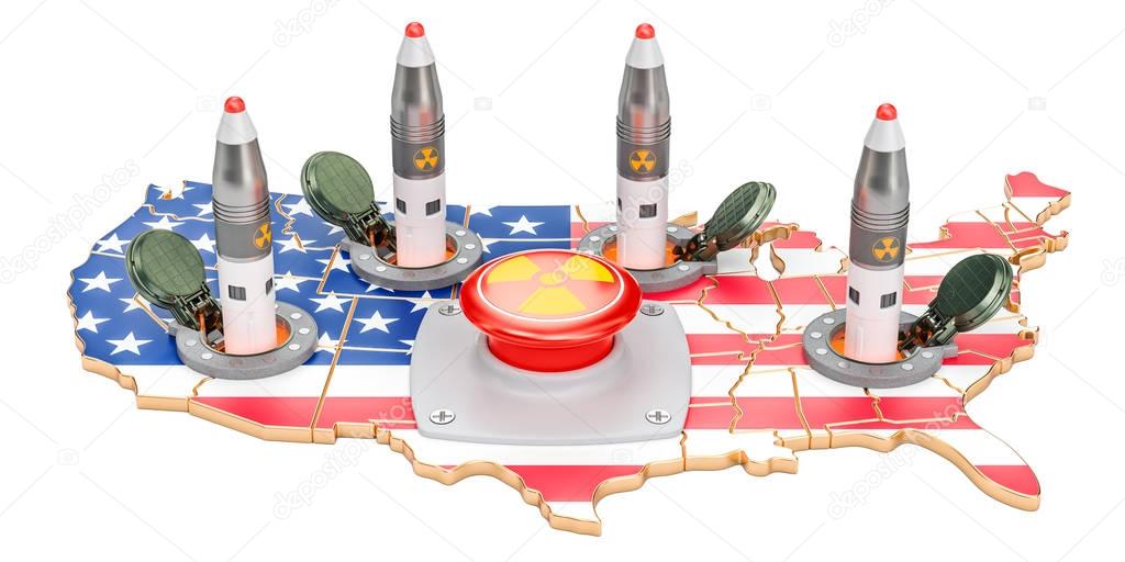 American nuclear button concept. USA missile launches from its u