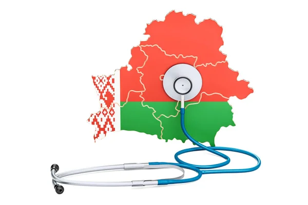 Białoruski mapę z stetoskop, krajowej opieki zdrowotnej koncepcję, 3 — Zdjęcie stockowe
