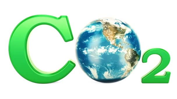 地球汚染概念を回転で Co2 の碑文 白い背景に分離された レンダリング — ストック動画