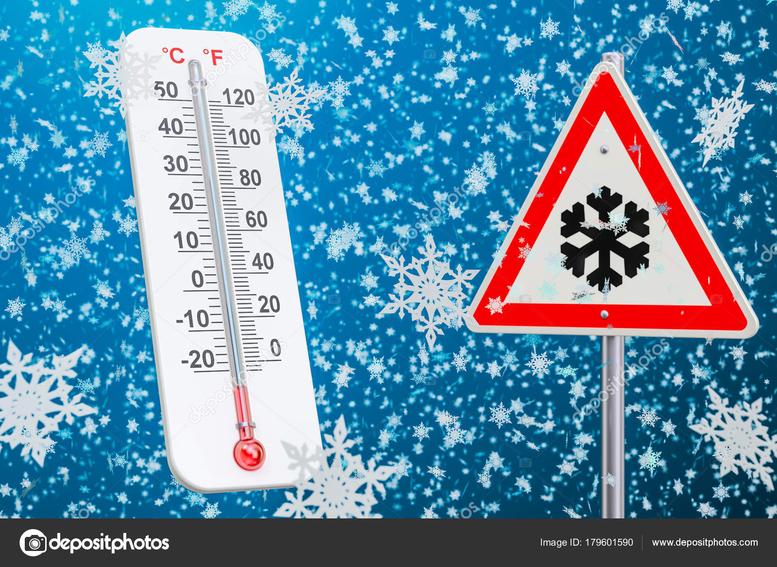 Snow hurricane, blizzards and subzero temperatures concept, 3D r