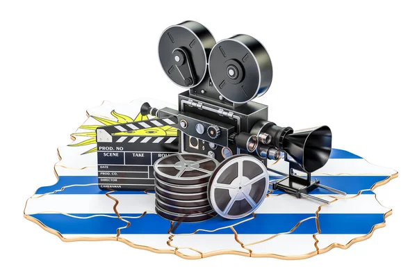 Urugwajski kinematografii, koncepcja przemysł filmowy. renderowania 3D — Zdjęcie stockowe