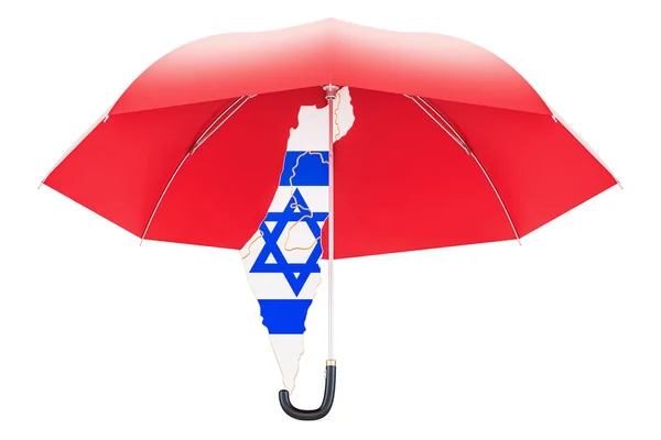 Mapa israelita sob guarda-chuva. Segurança e protecção ou seguro co — Fotografia de Stock