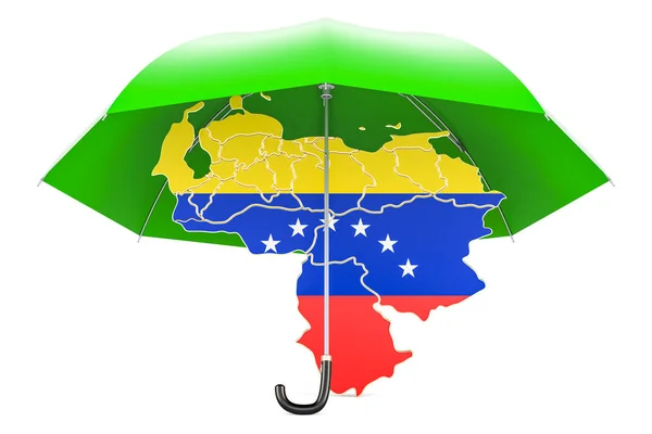 Карта Венесуэлы под зонтиком. Безопасность и защита или страхование — стоковое фото