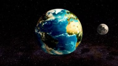 Dünya animasyon, 3d render çevresinde ay döndürme