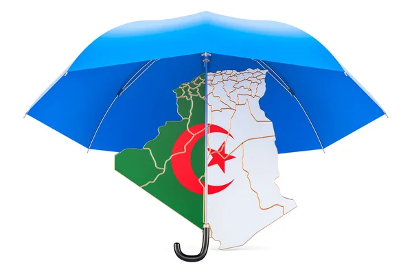 傘の下でアルジェの地図。セキュリティ保護、または保険 co — ストック写真