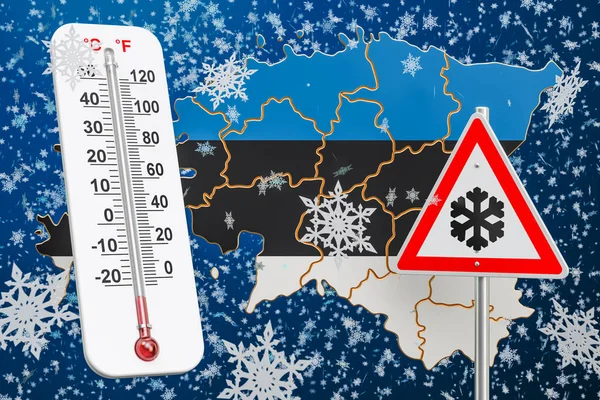 雪飓风、暴风雪和冬天风暴在爱沙尼亚概念, 3 — 图库照片