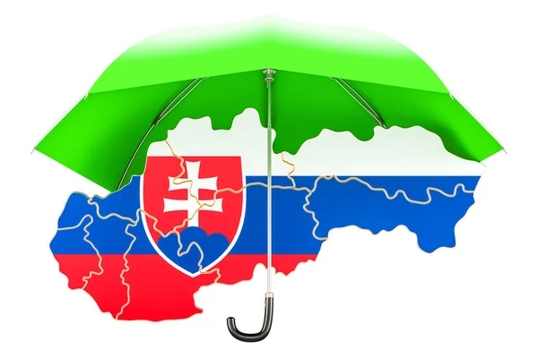 Mapa eslovaco bajo paraguas. Seguridad y protección o seguro con —  Fotos de Stock