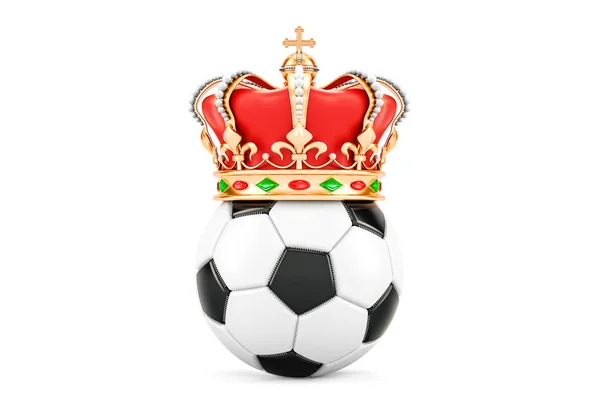 Royal crown, 3d render ile futbol topu — Stok fotoğraf