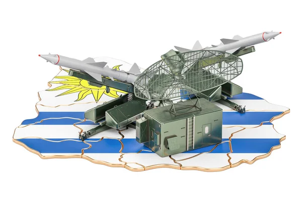 Концепция системы противоракетной обороны Уругвая, 3D рендеринг — стоковое фото