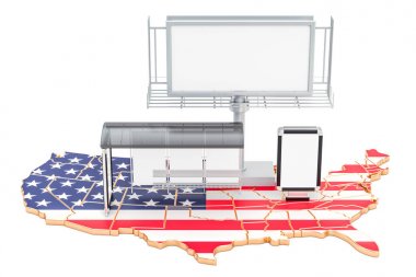 Reklam iş Amerika Birleşik Devletleri kavramında 3d render