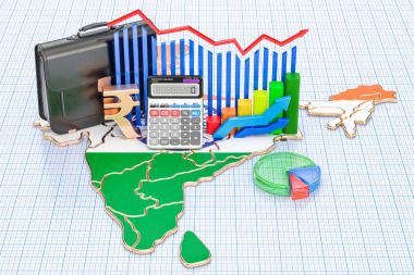 İş, ticaret ve Finans Hindistan kavram, 3d render