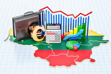 İş, ticaret ve Finans Litvanyalı kavram, 3d renderi