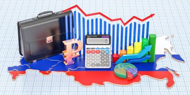 İş, ticaret ve Finans Rusya kavram, 3d render