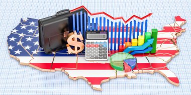 İş, ticaret ve Finans Amerika Birleşik Devletleri kavram, 3d 