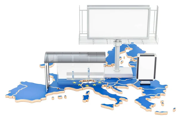 Negocio publicitario en el concepto de la Unión Europea, representación 3D — Foto de Stock