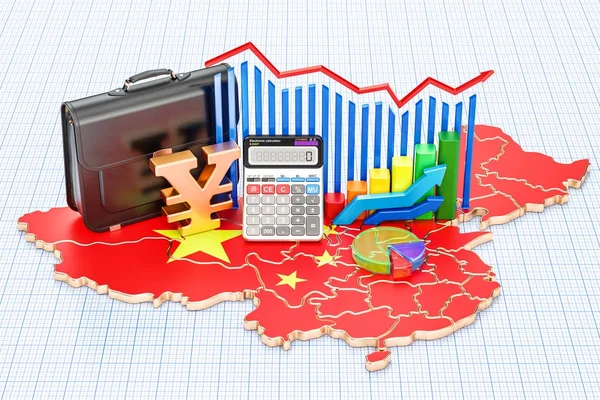 İş, ticaret ve Finans Çin kavram, 3d render — Stok fotoğraf