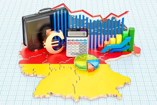 Podnikání, obchod a finance v Německu konceptu, vykreslování 3d objektů — Stock fotografie