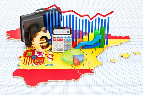 Negocios, comercio y finanzas en España concepto, renderizado 3D — Foto de Stock