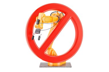 Robot kol, 3d render ile yasak işareti