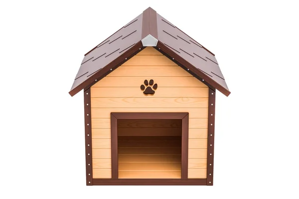 Деревянная собачья будка вид спереди, 3D рендеринг — стоковое фото