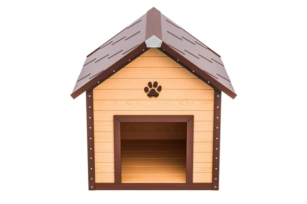 Hölzerne Hundehütte von vorne, 3D-Rendering — Stockfoto