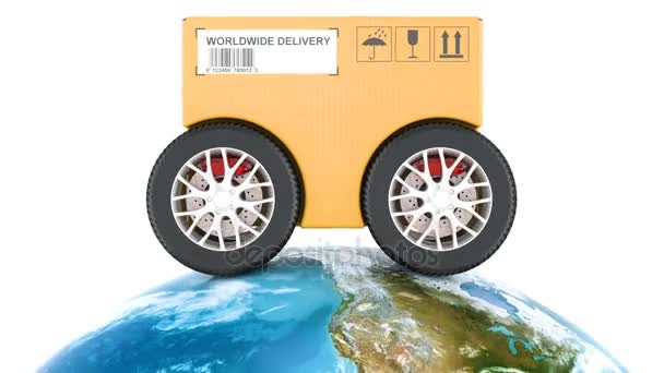 全球快速交货概念 在白色背景上隔离3D — 图库视频影像