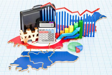 İş, ticaret ve Finans Kuzey Kore kavram, 3d render