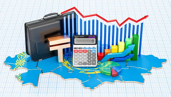 İş, ticaret ve Finans Kazakistan kavram, 3d renderi