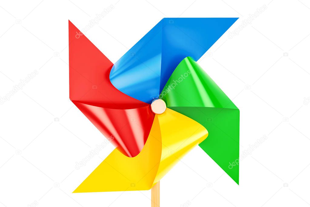 Pinwheel toy closeup, 3D rendering